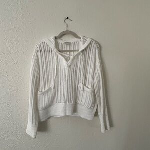 Sundance White Knit Hooded Sweater